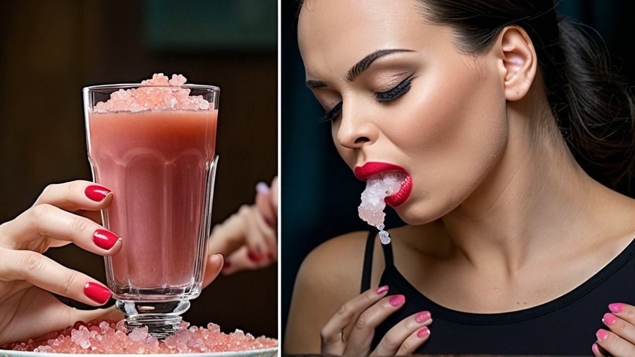 Vibrant Drink and Colorful Crystals with Glamorous Woman