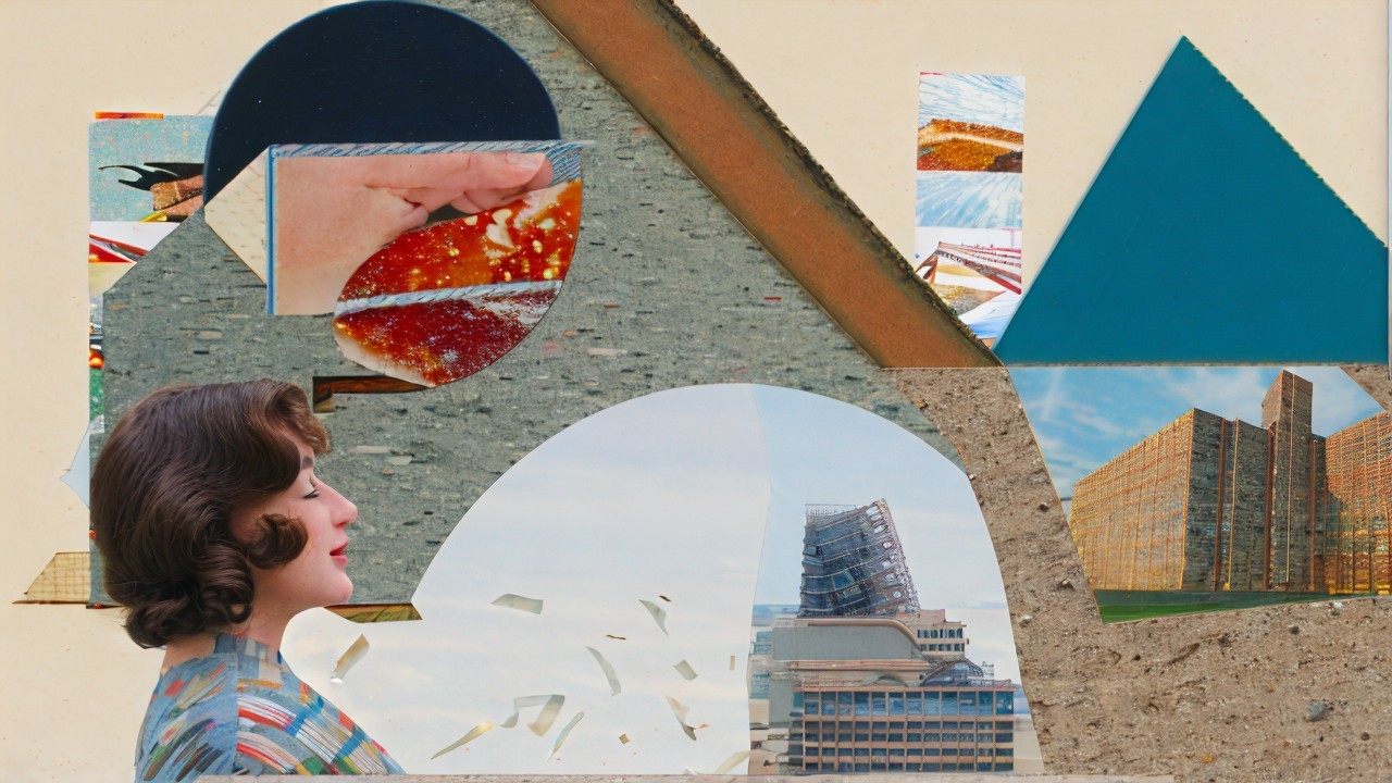 Collage of Textures and Colors with Geometric Shapes