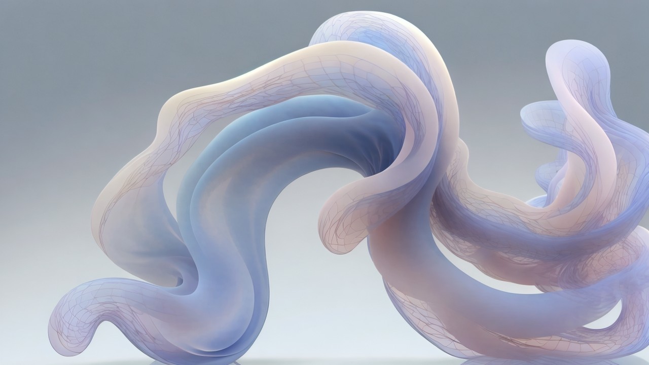 Ethereal pastel sculpture with flowing translucent forms