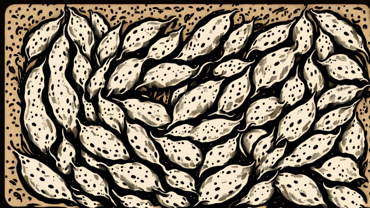 Stylized Leaf Arrangement with Intricate Patterns