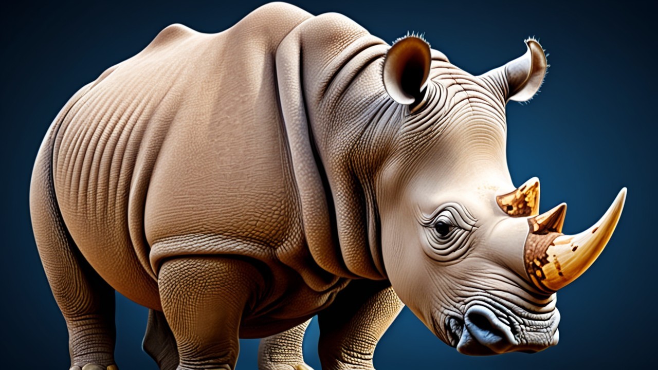 Hyper-realistic depiction of a rhinoceros with details