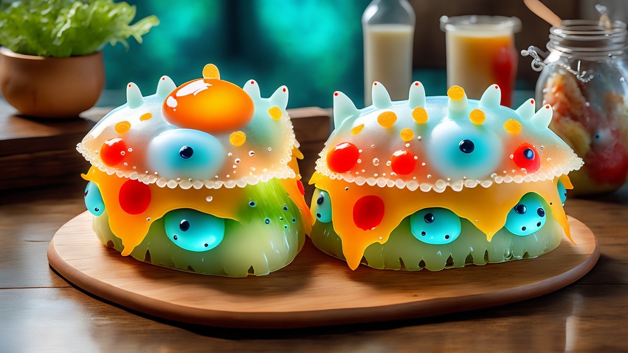 Whimsical Jelly-Like Sea Creature Desserts Displayed