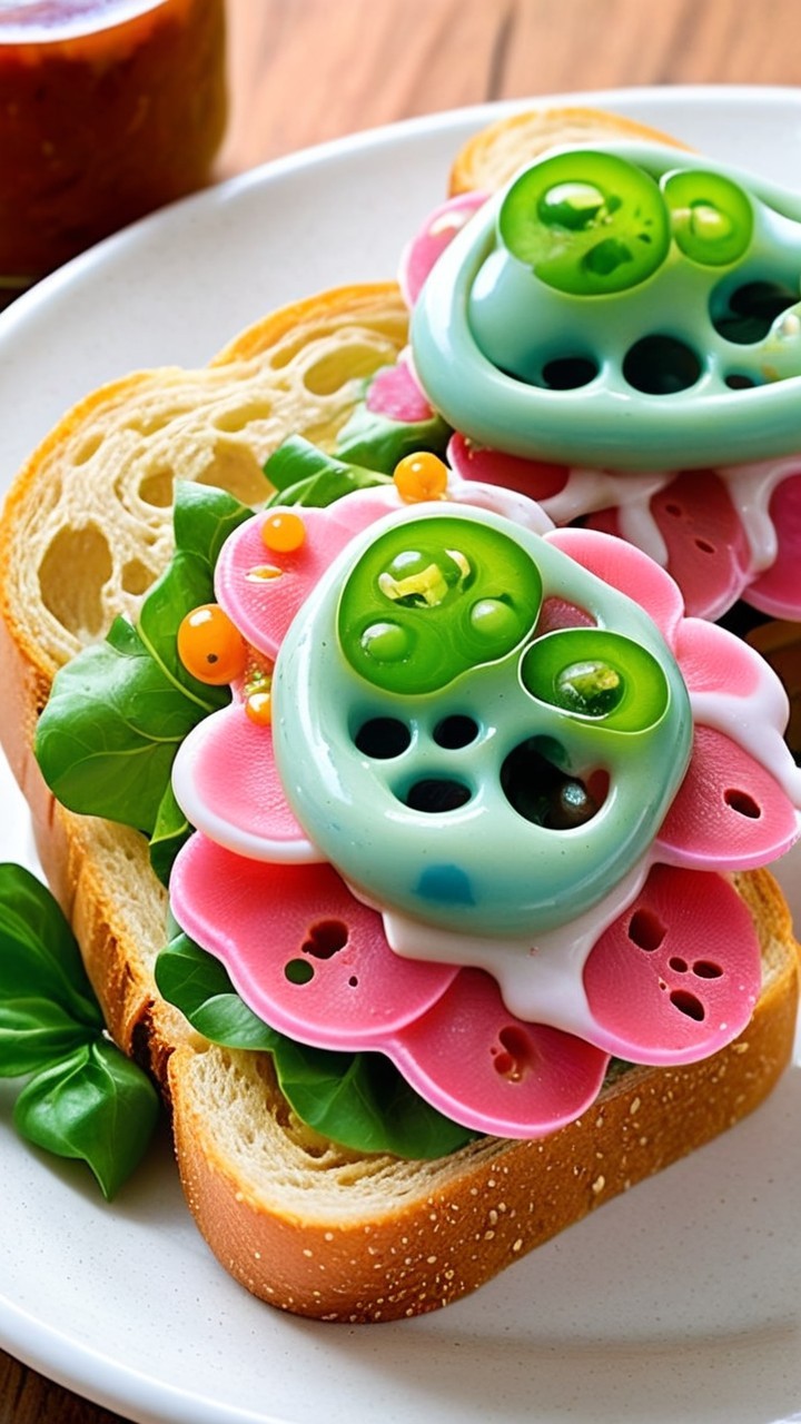 Colorful Sandwich with Vibrant Layered Toppings