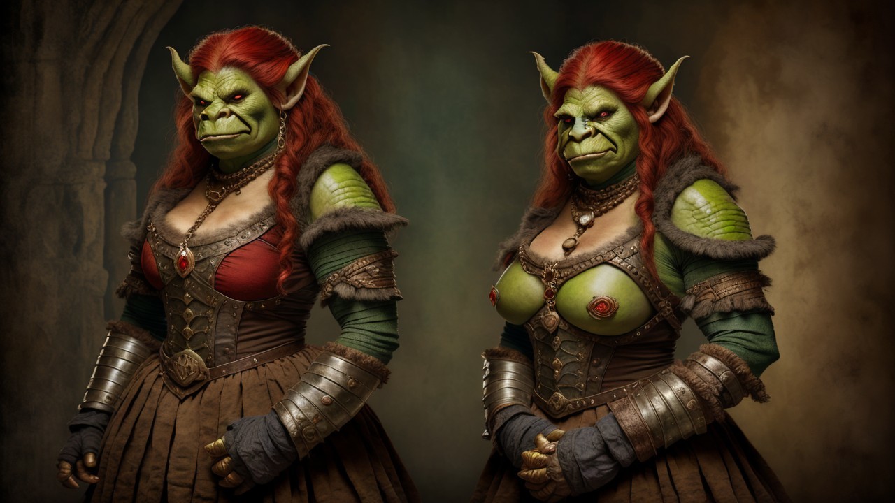 Fierce Female Orc Warriors in Intricate Armor