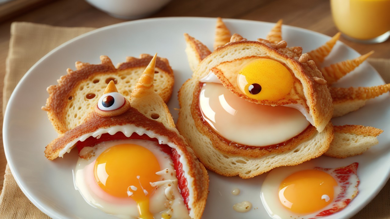 Whimsical Breakfast Scene with Egg Creations