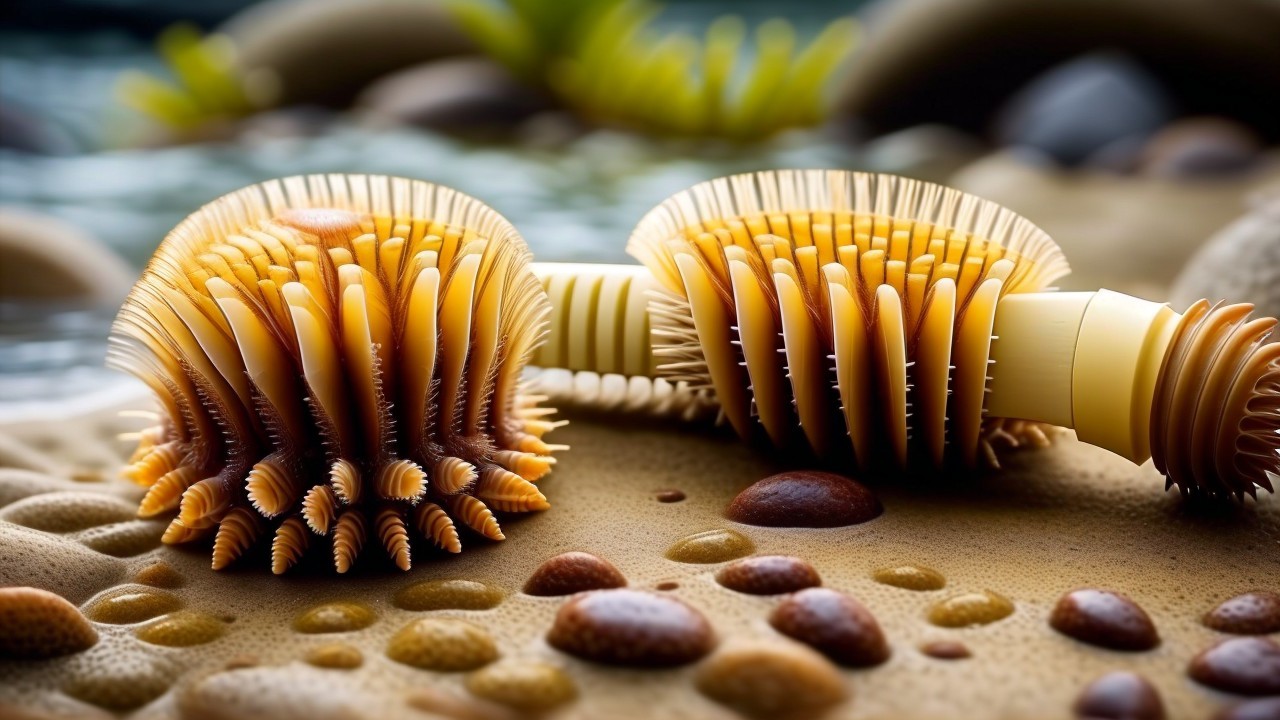 Intricately Designed Sea Creature Structures on Sand