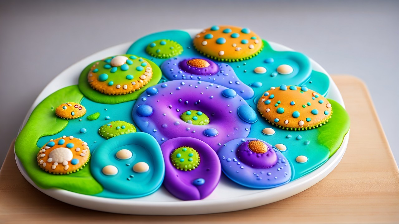 Colorful Fondant Decorations in Abstract Shapes