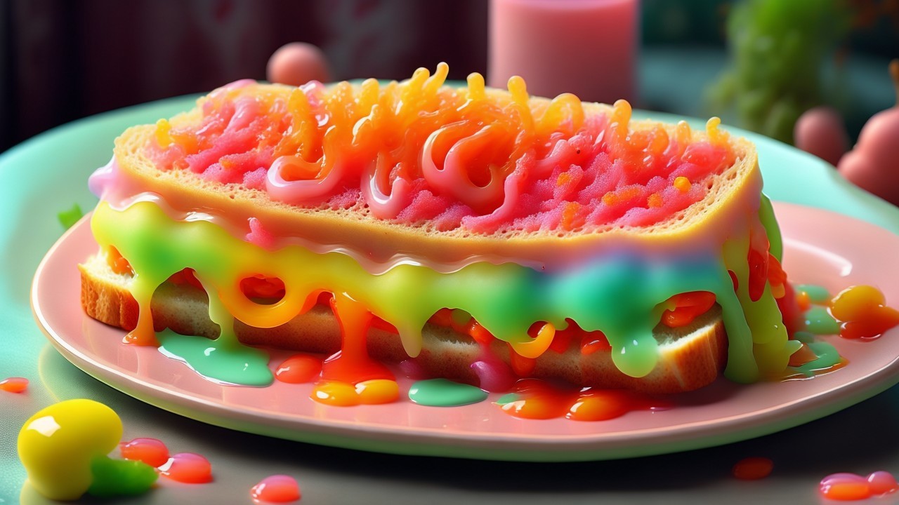 Whimsical Dessert with Colorful Jelly-Like Toppings
