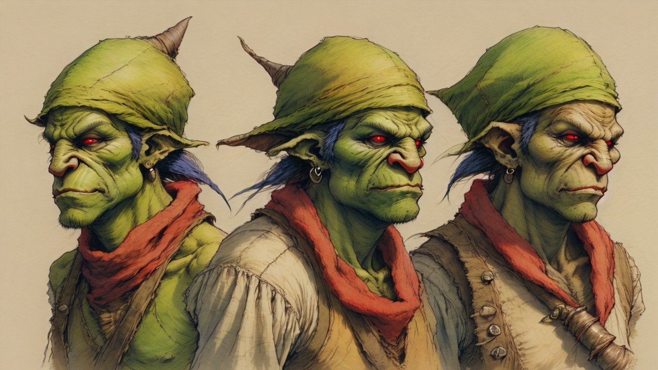 Three Distinct Goblin Characters with Unique Expressions