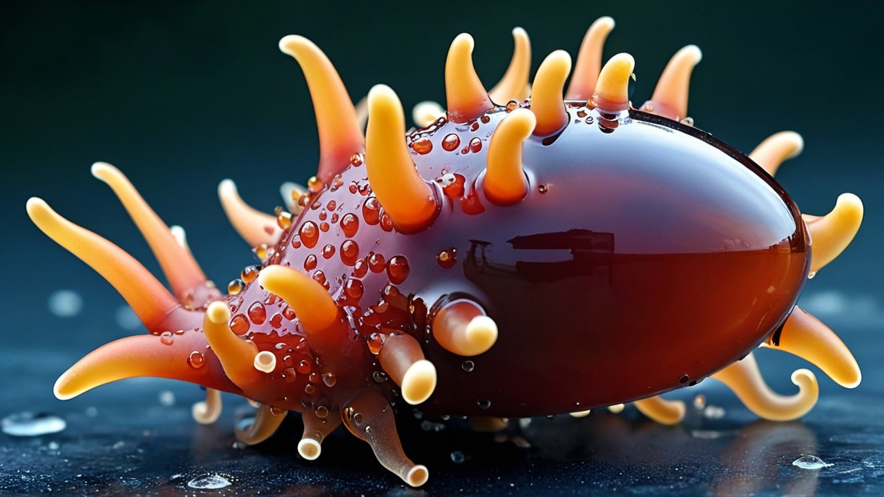 Surreal Glossy Marine Creature with Spiky Protrusions