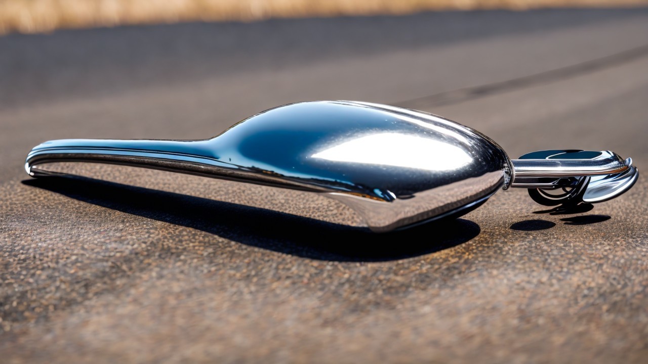Polished Metal Spoon on Textured Surface Background
