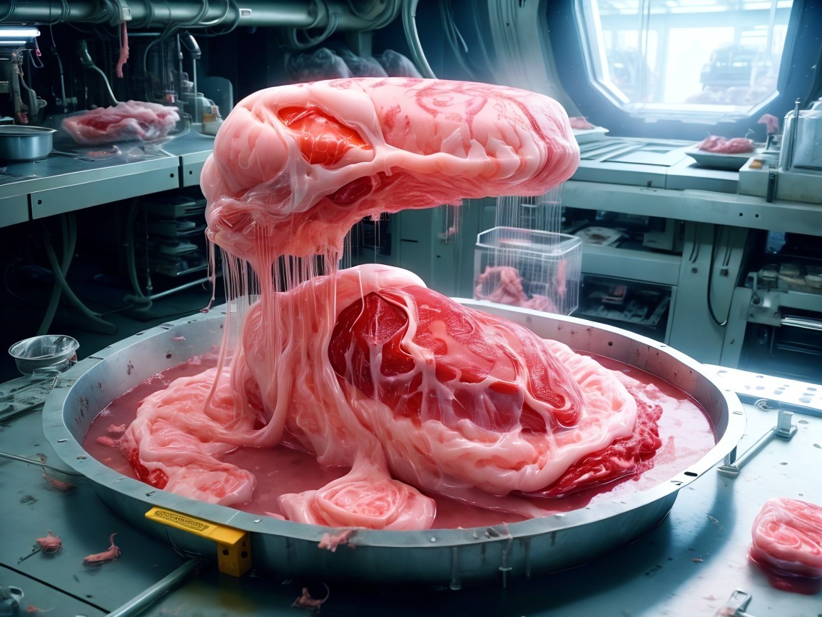 Surreal Gelatinous Formation in High-Tech Laboratory