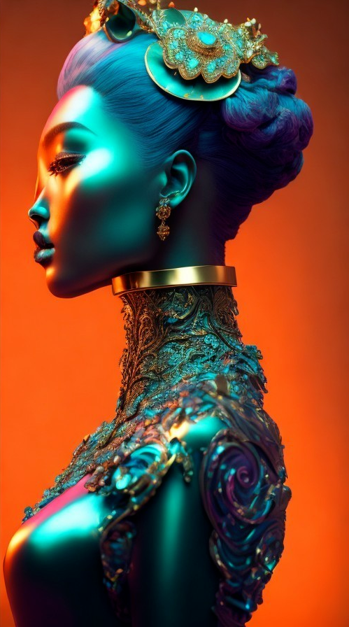 Stylized Mannequin with Metallic Turquoise Finish