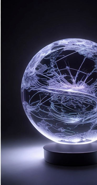 Illuminated Globe with Ethereal Patterns on Base