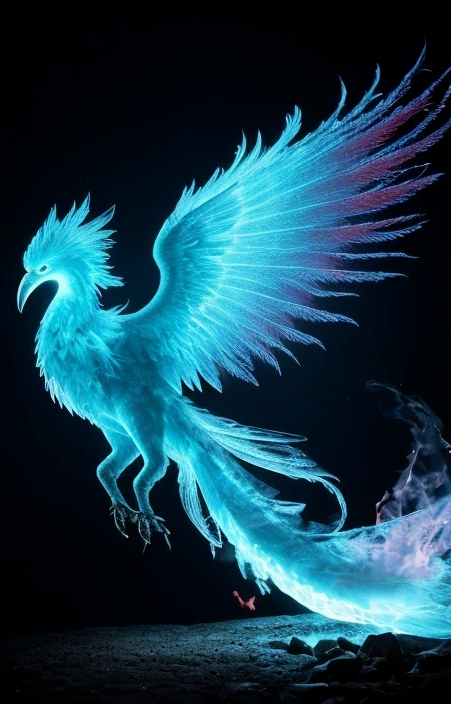 Majestic Phoenix in Vibrant Blue with Intricate Feathers