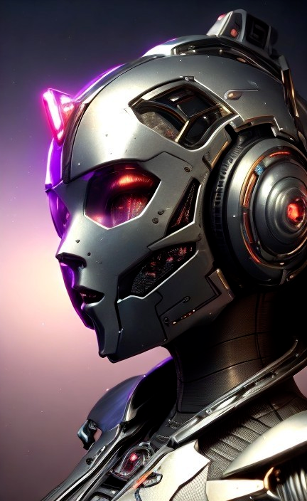 Futuristic Robot with Metallic Design and Glowing Accents