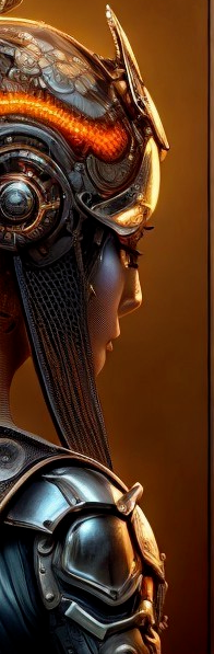Futuristic Female Robot with Metallic Details and Glow