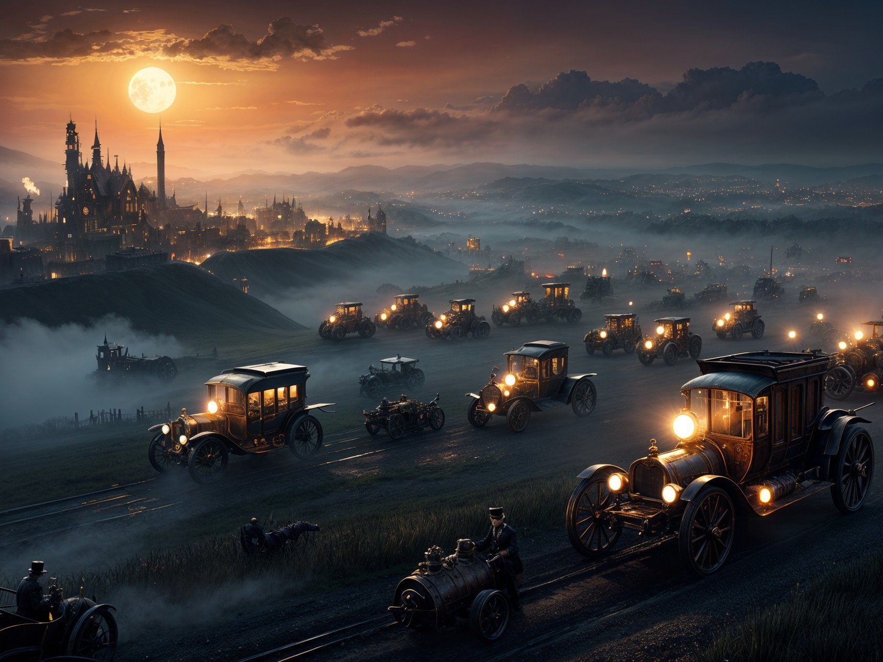 Twilight Vintage Car Rally on Foggy Hilltop