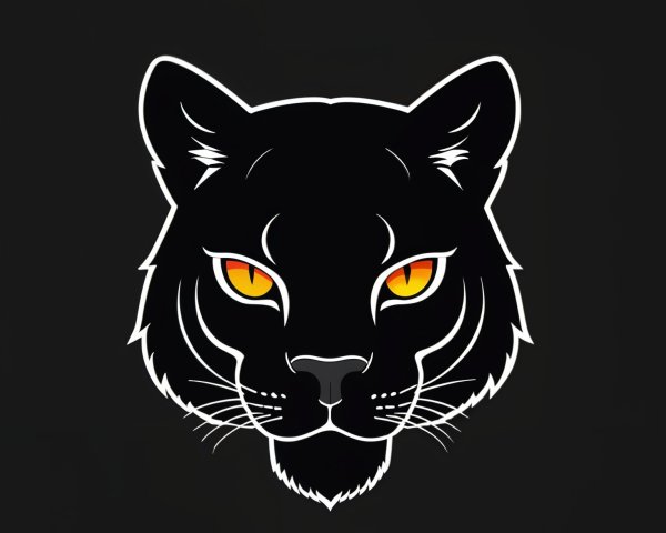 Stylized Black Panther Head with Golden Eyes