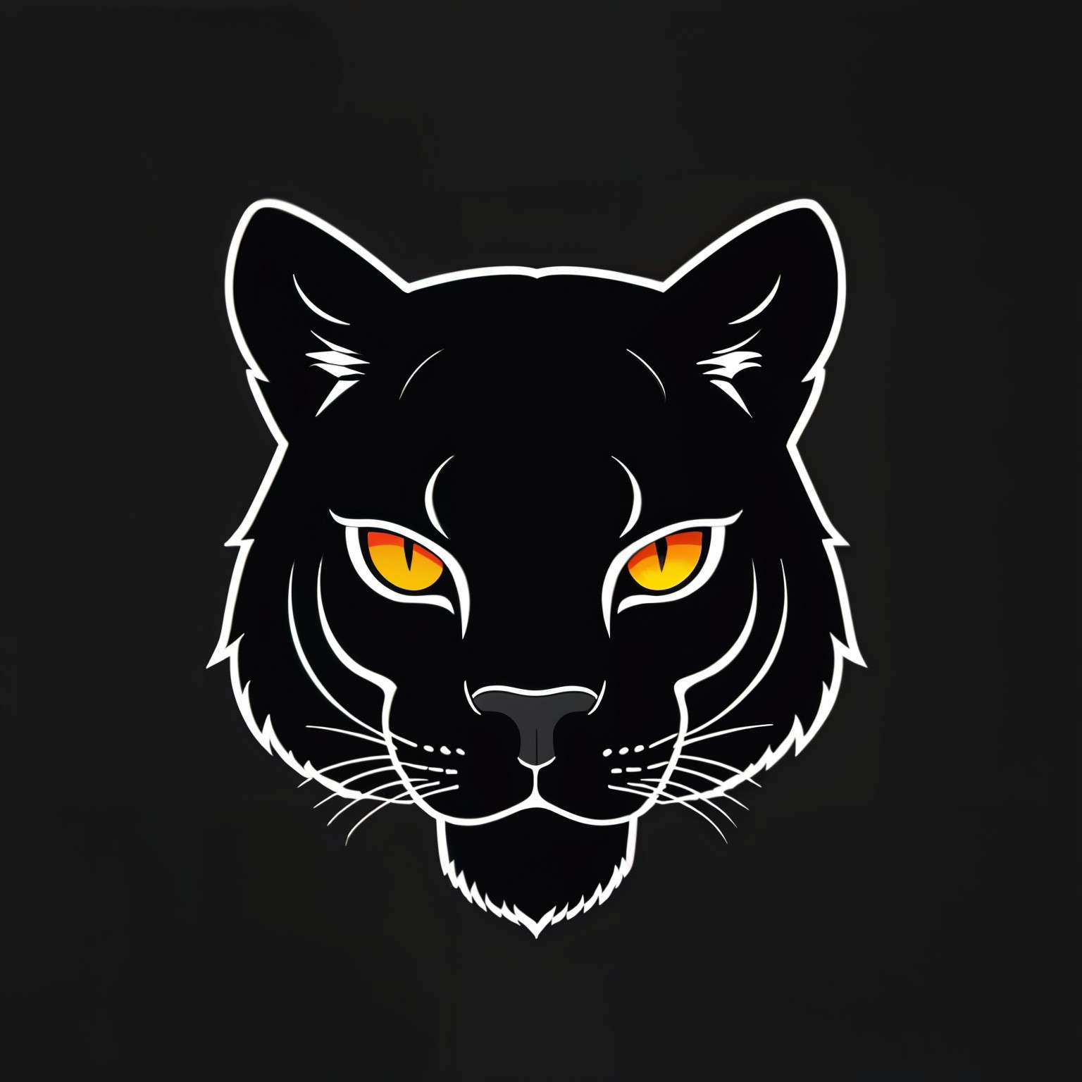 Stylized Black Panther Head with Golden Eyes