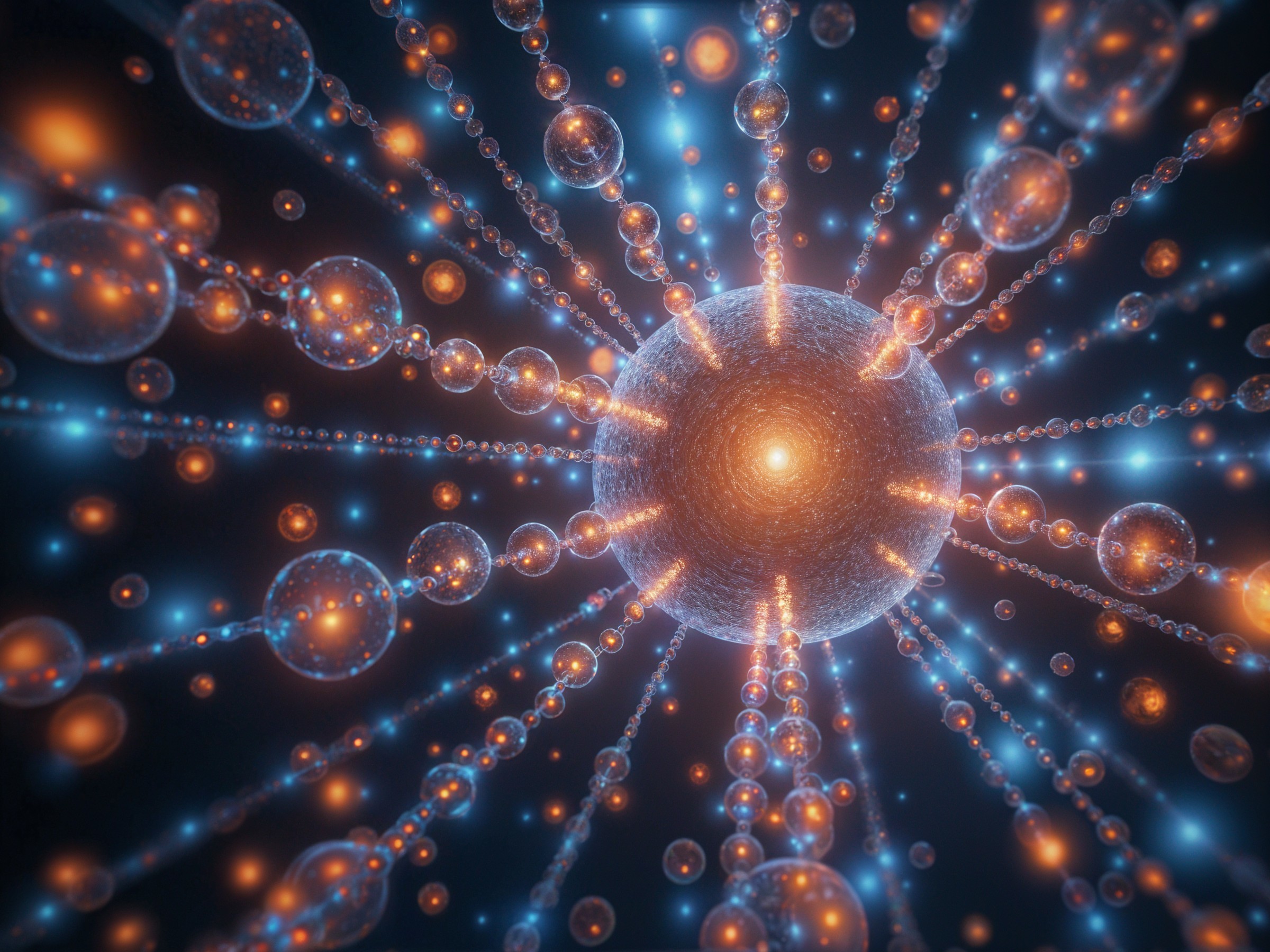 Dynamic Cosmic Scene with Glowing Spheres and Light