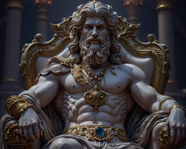 Regal Figure on Ornate Throne in Opulent Setting
