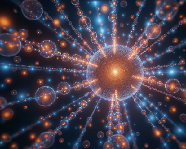 Dynamic Cosmic Scene with Glowing Spheres and Light