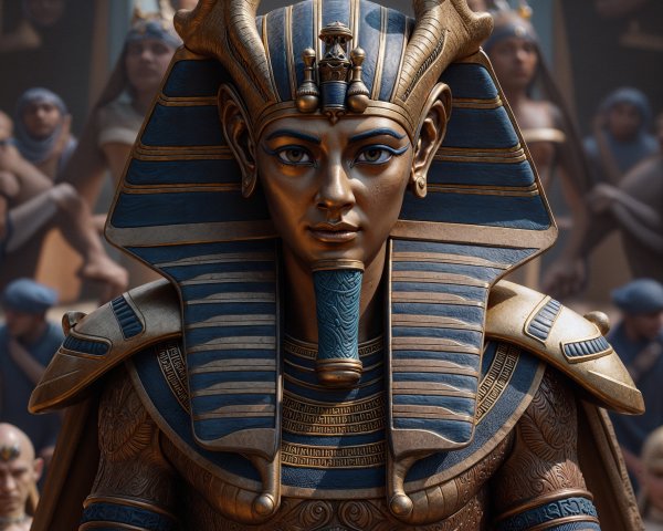 Regal Figure Resembling Ancient Egyptian Pharaoh