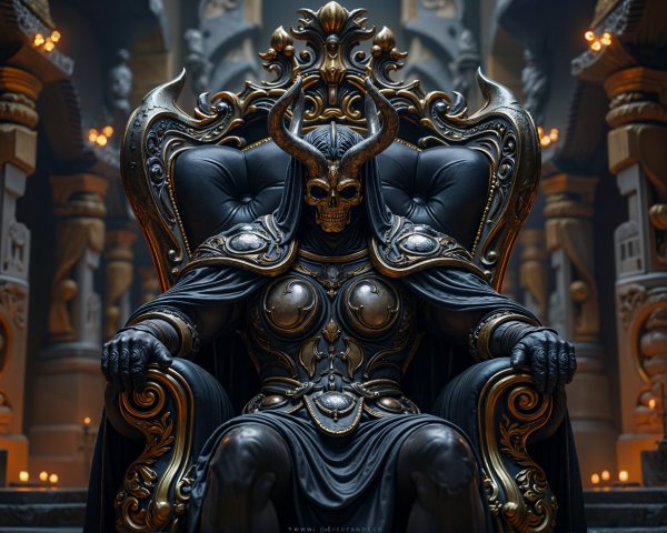 Menacing Figure on Throne in Gothic Setting