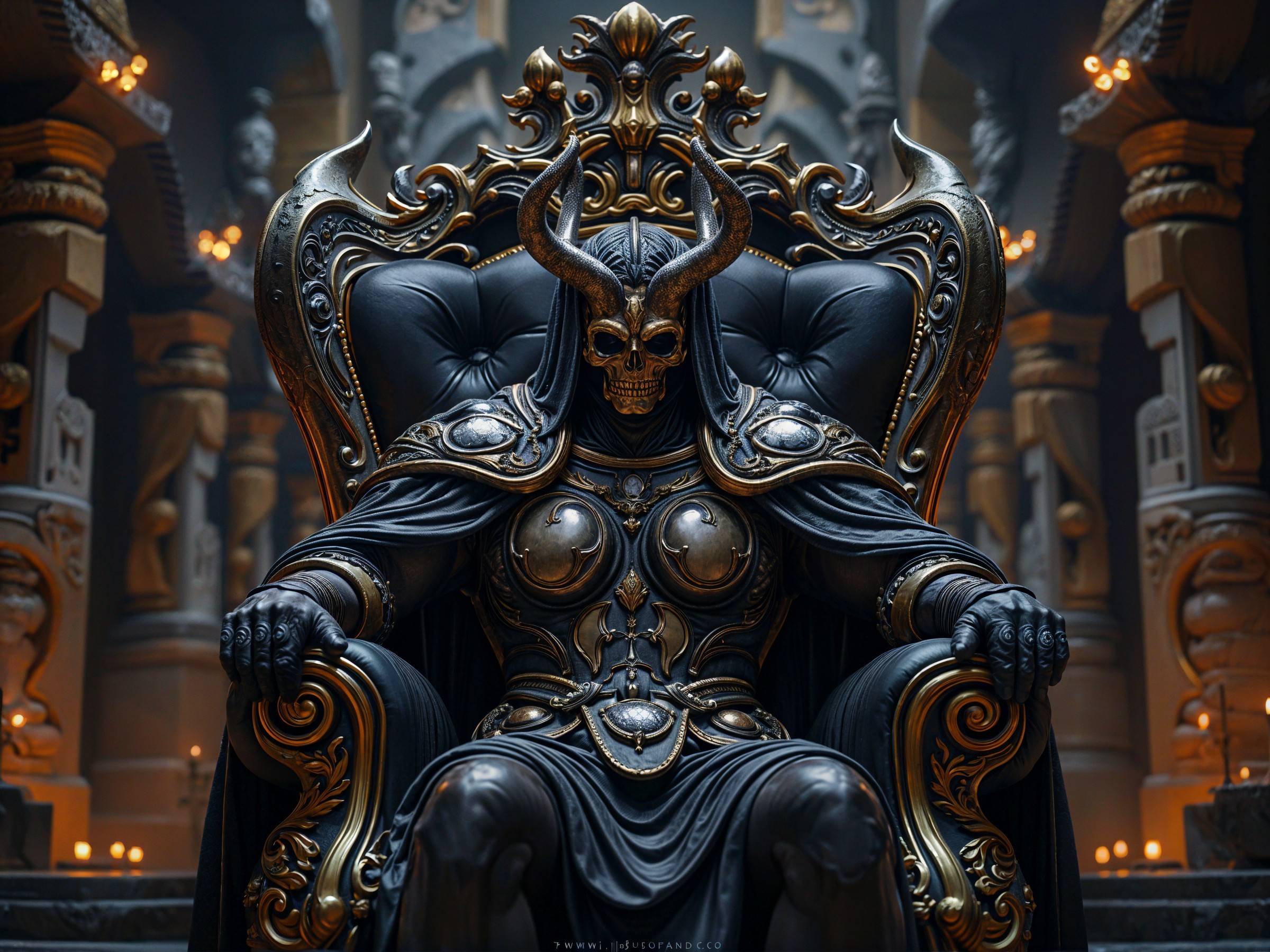 Menacing Figure on Throne in Gothic Setting