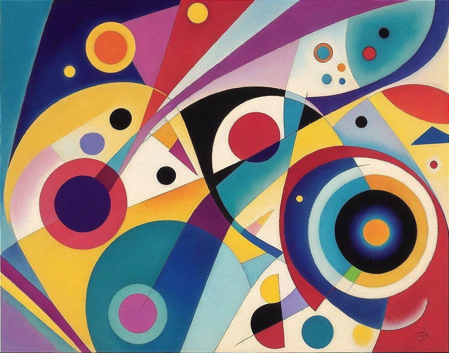 Vibrant Geometric Shapes in Abstract Composition