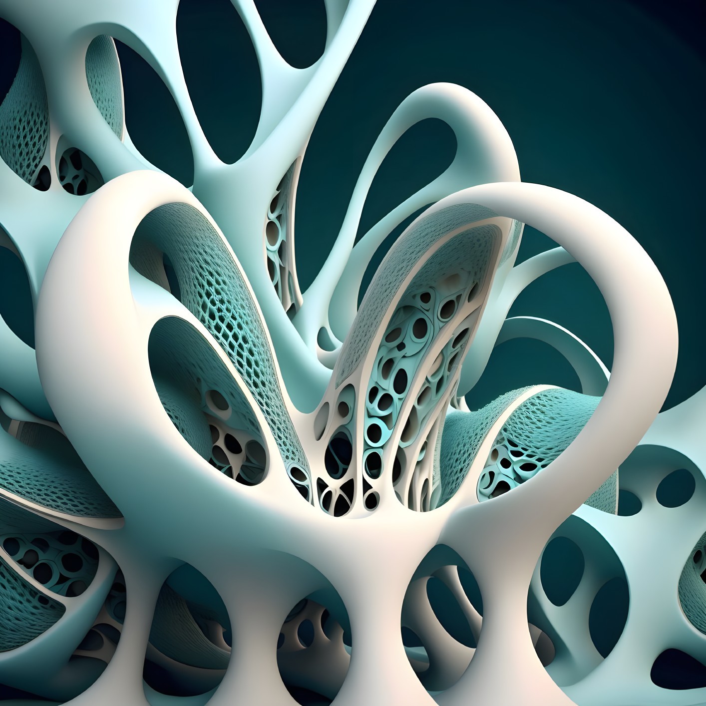 Abstract 3D Rendering of Organic Forms in Blue