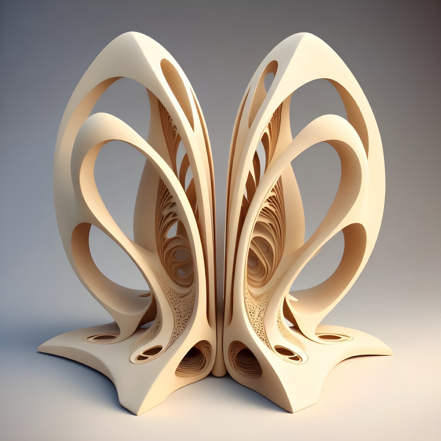 Intricate Sculptural Design in Smooth Beige Material