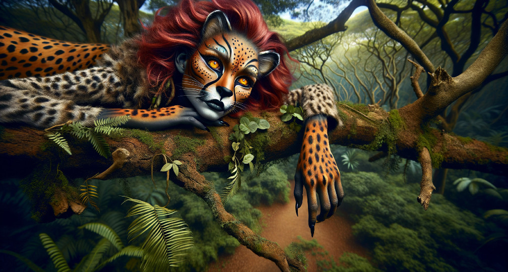 Mythical Creature with Leopard Body and Lion Face