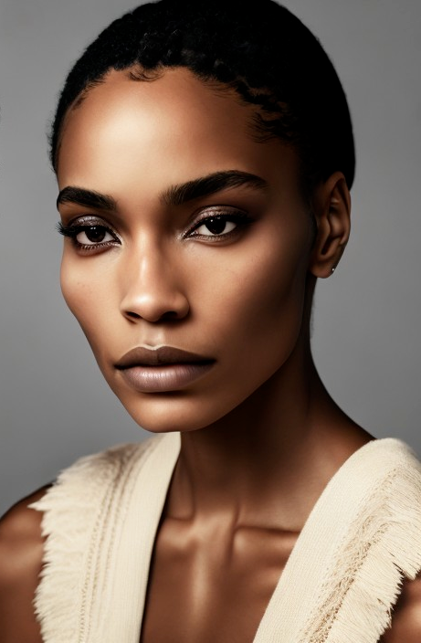 Close-Up Portrait of a Confident Model with Flawless Skin