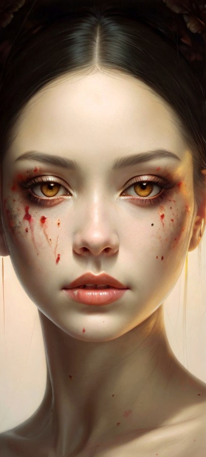 Young Woman with Golden Eyes and Pale Complexion