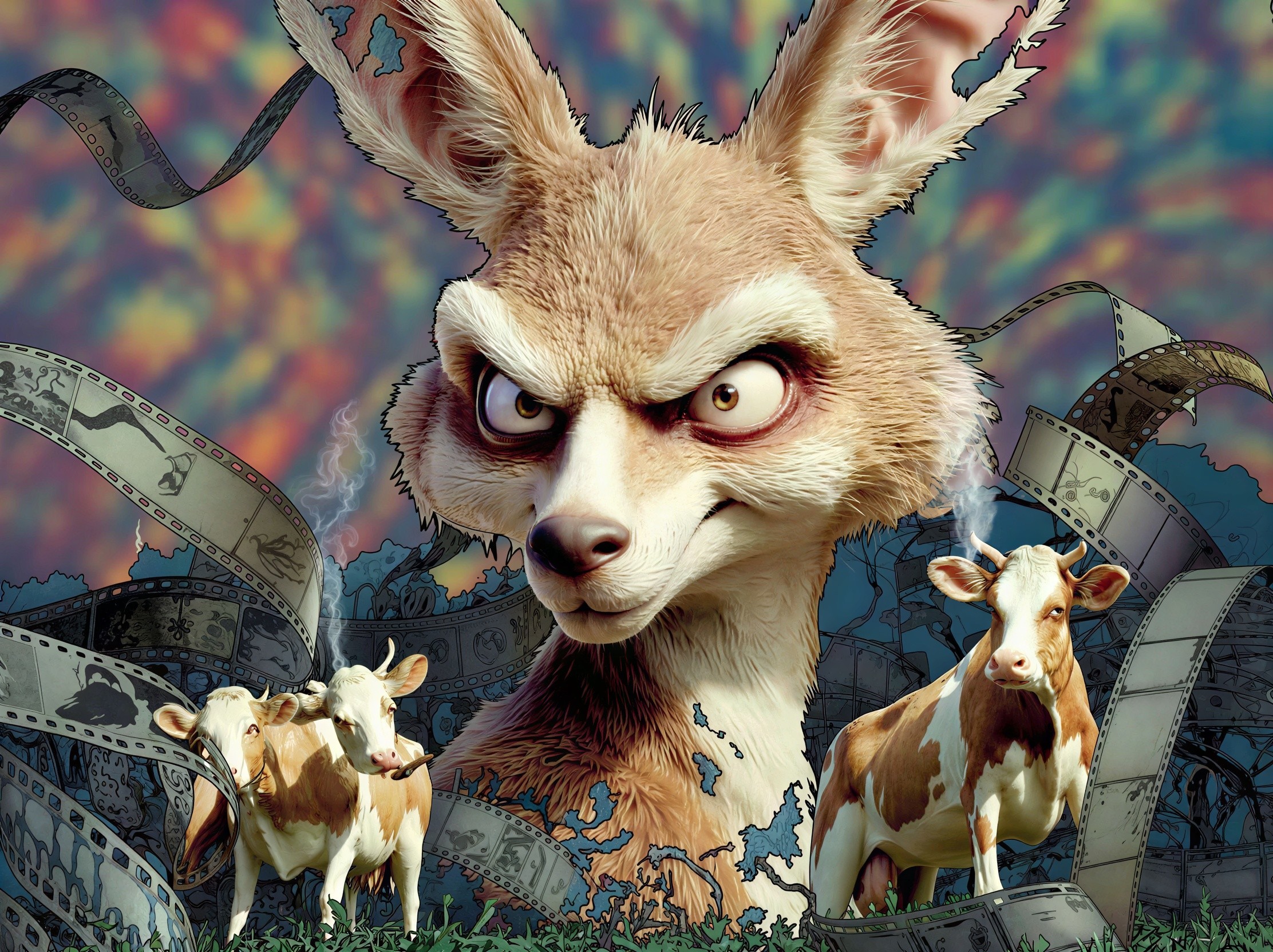 Detailed Cartoon Portrait of an Angry Fennec Fox