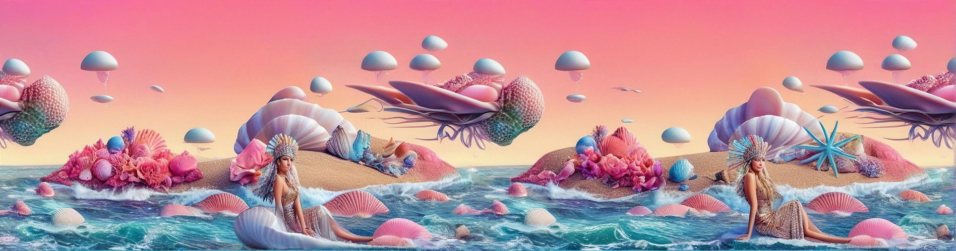 Whimsical Underwater Scene with Coral and Jellyfish