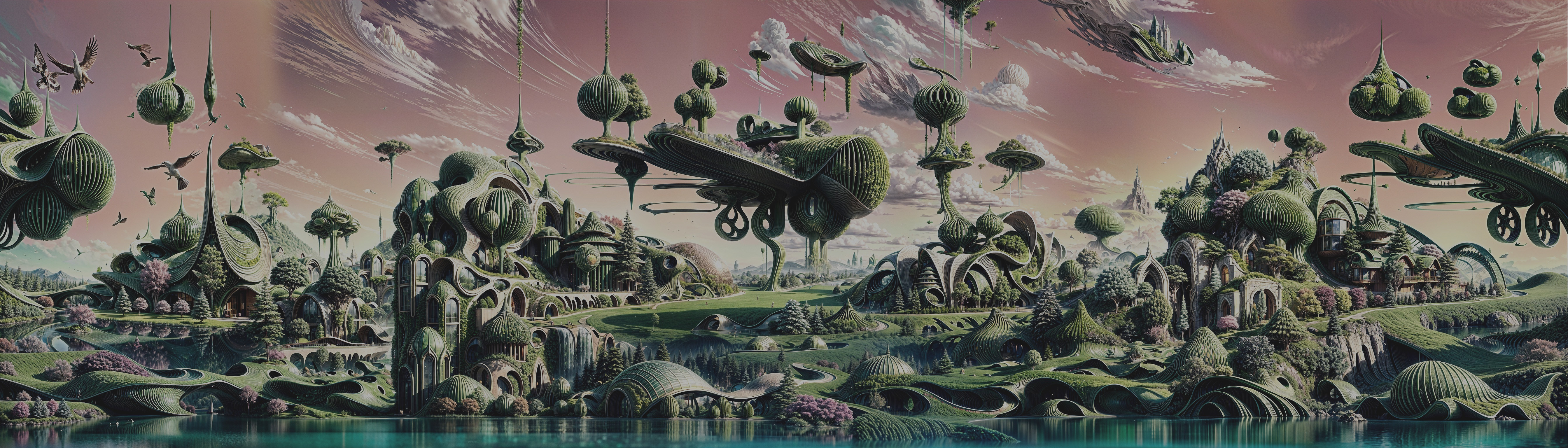 Floating Islands in a Surreal Dreamlike Landscape