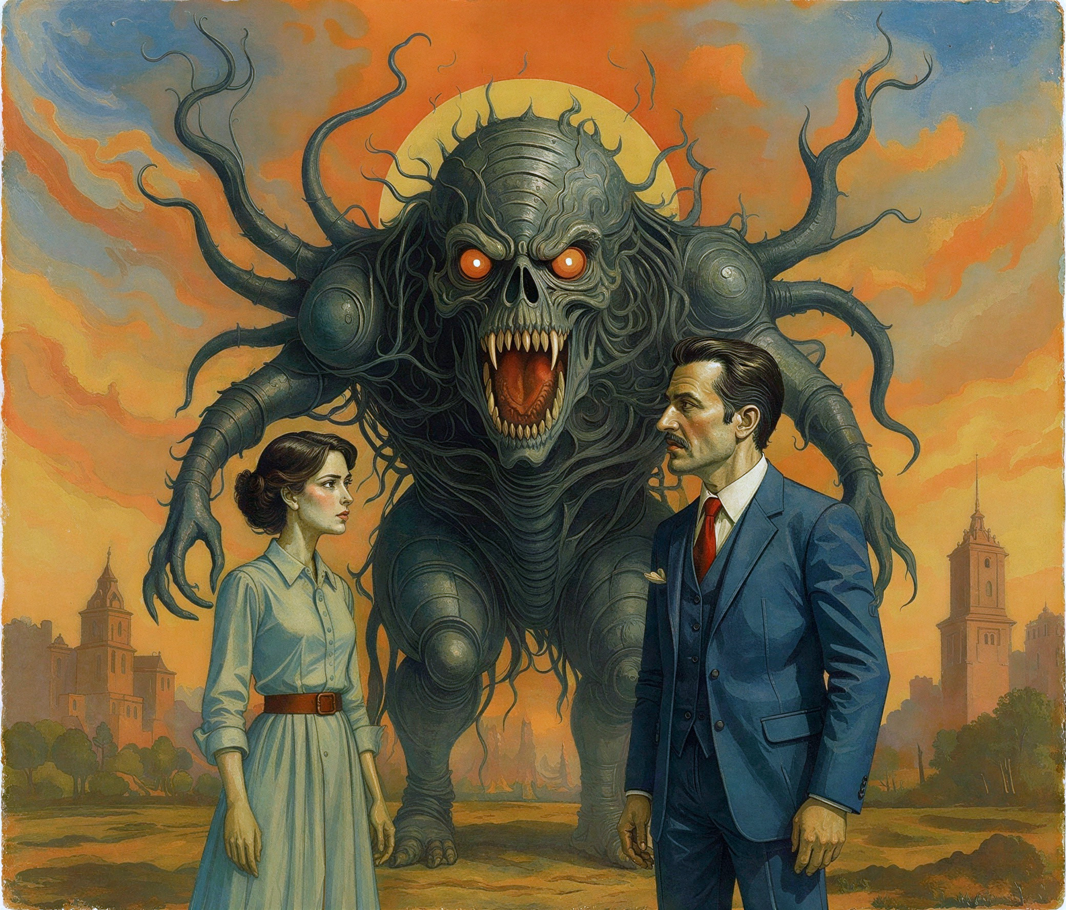 Tentacled Monster Portrait in Pulp Magazine Style