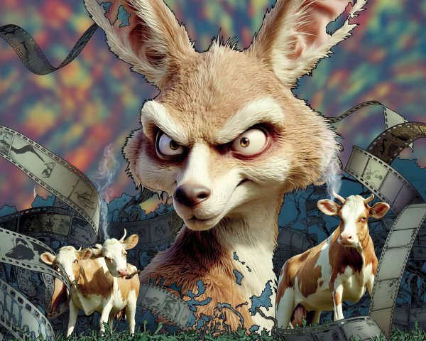 Detailed Cartoon Portrait of an Angry Fennec Fox