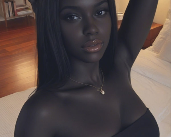Close-Up Portrait of a Dark-Skinned Woman