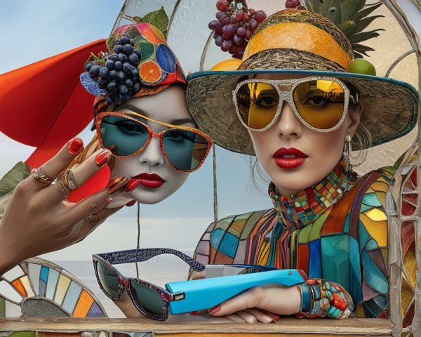Vibrant Artistic Composition with Colorful Figures