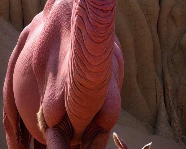 Pink Desert Creatures in a Sandy Landscape