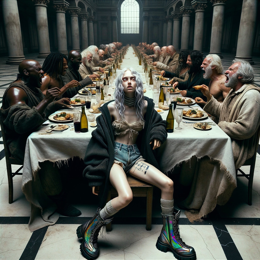 Historical and Mythical Figures at a Banquet Table