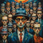 Crowd of Individuals in Colorful Suits and Hats