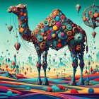 Young Woman on Ornate Camel in Fantastical Landscape