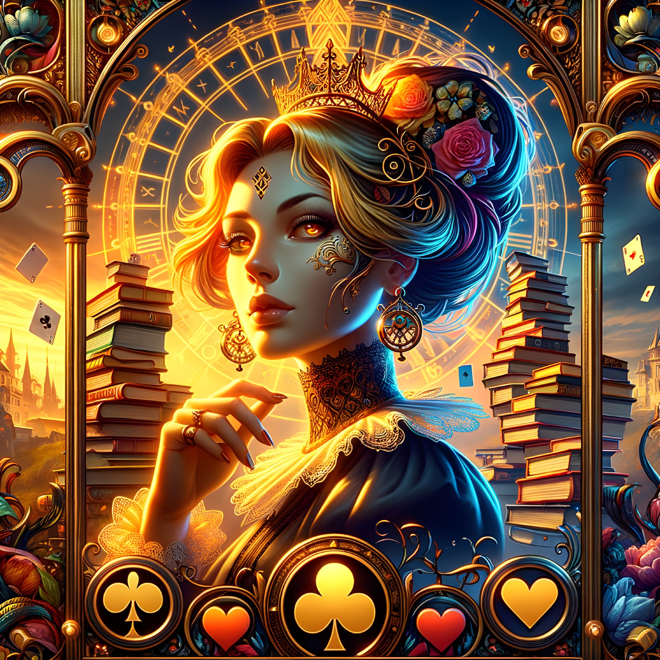 Fantasy Illustration of Regal Woman in Mystical Setting