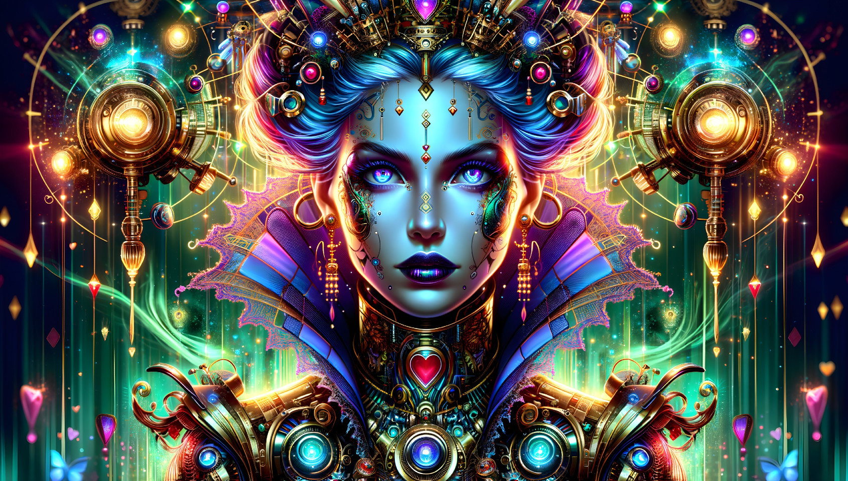 Digital Artwork of Mystical Woman with Blue Skin