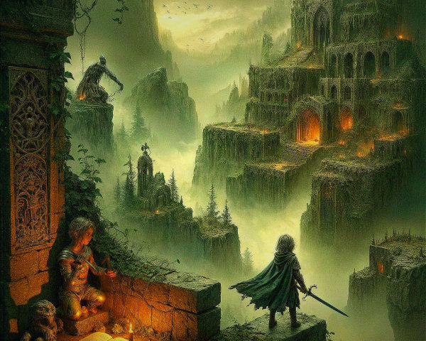 Mystical Landscape with Ruins and Seated Figure